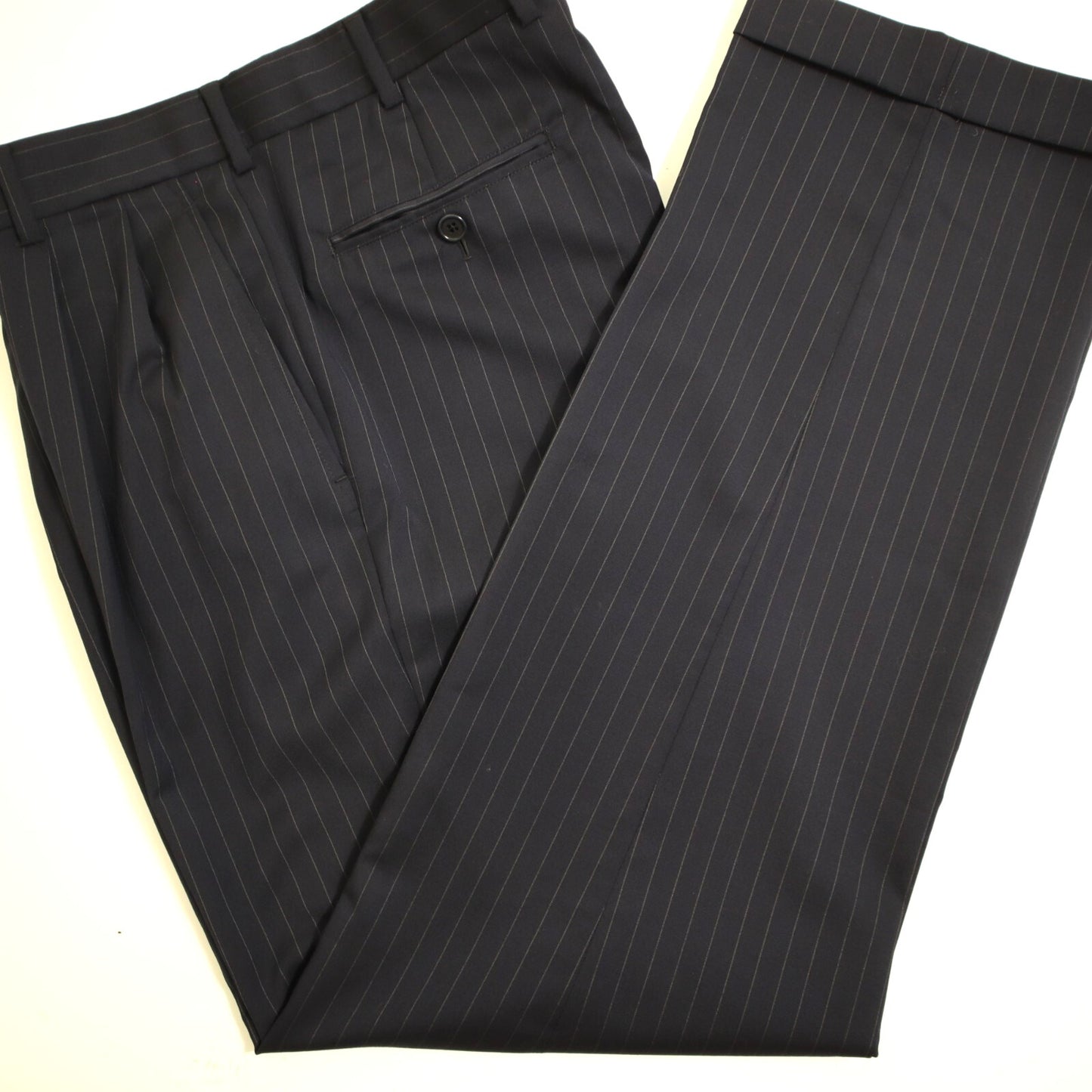 Brooks Brothers 1818 Madison X Estrato 2 Piece Suit 42L Navy Pinstripe Makers