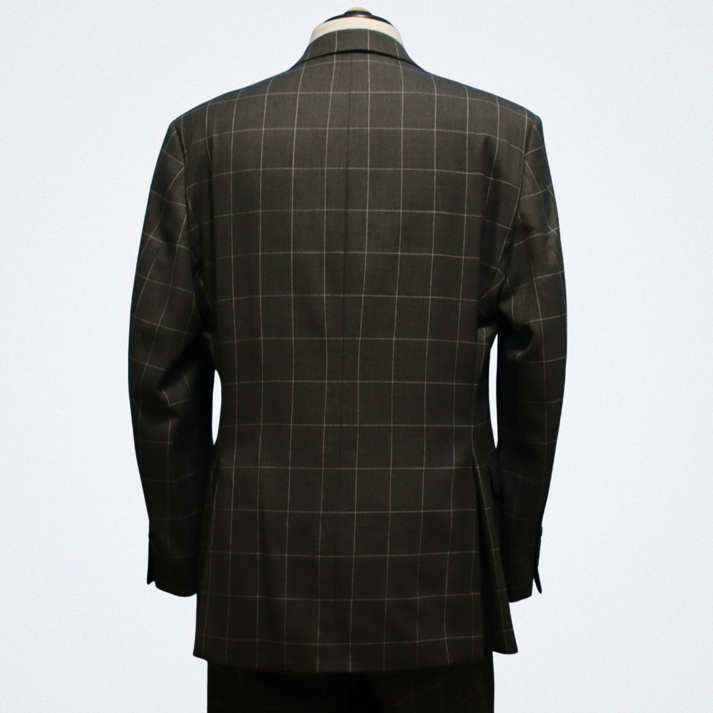Bespoke Tom James X Holland Sherry 2 Piece Suit 40L Charcoal Windowpane Functional Cuffs Dual Vent