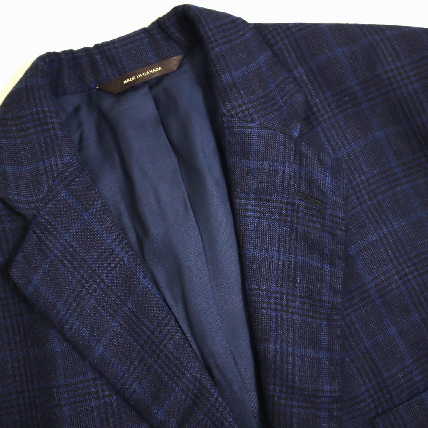 Paul Stuart Sport Coat 45L Royal Blue Plaid Linen Blend Blazer Italy