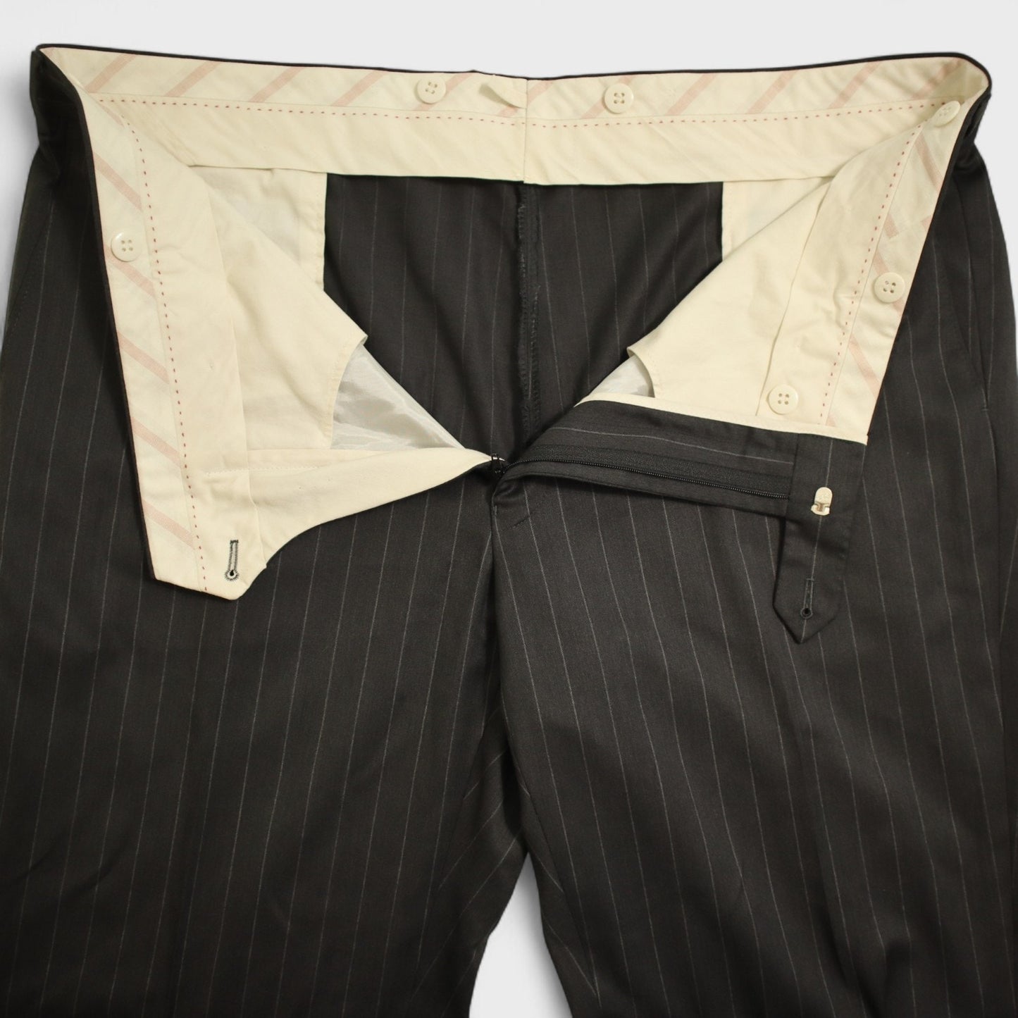 Samuelsohn Performance X Loro Piana 2 Piece Suit 46R Gray Pinstripe Super 120s