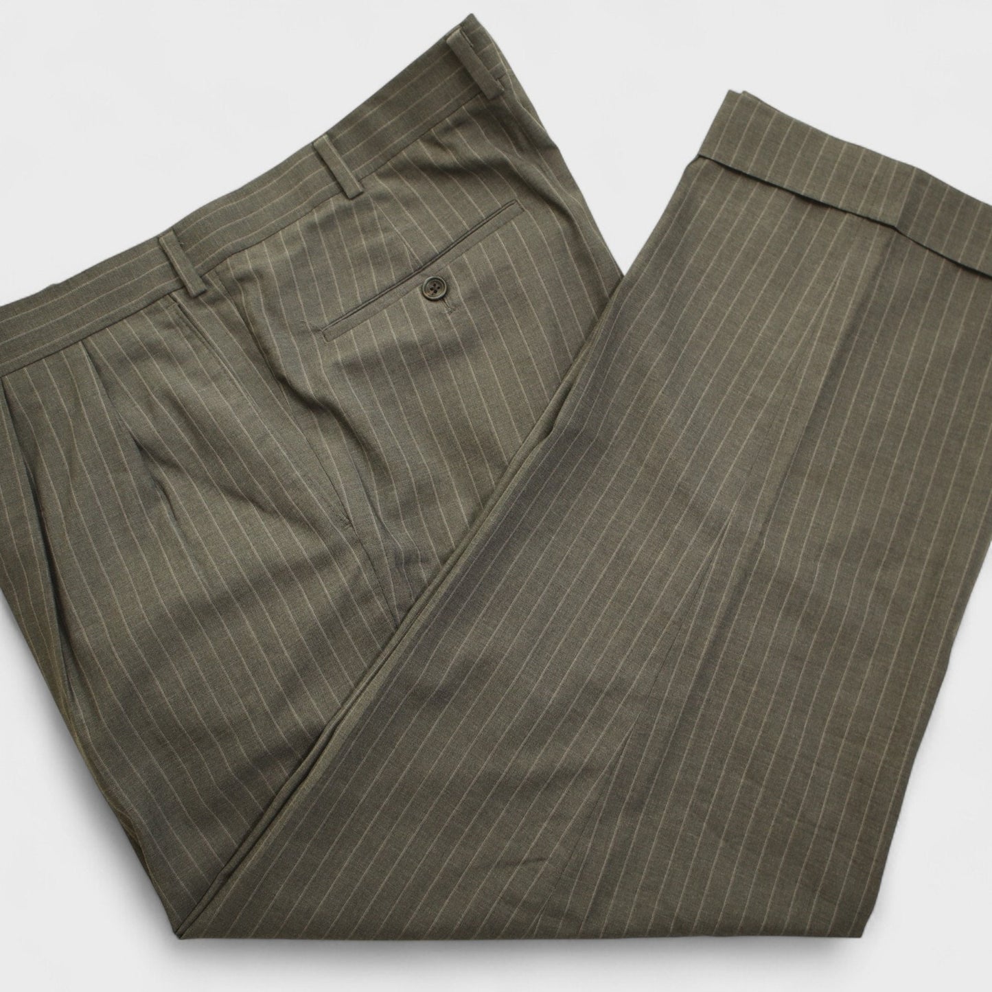 Samuelsohn Collection 2 Piece Suit 46R Gray Stripe Wool Dual Vent Surgeon Cuff