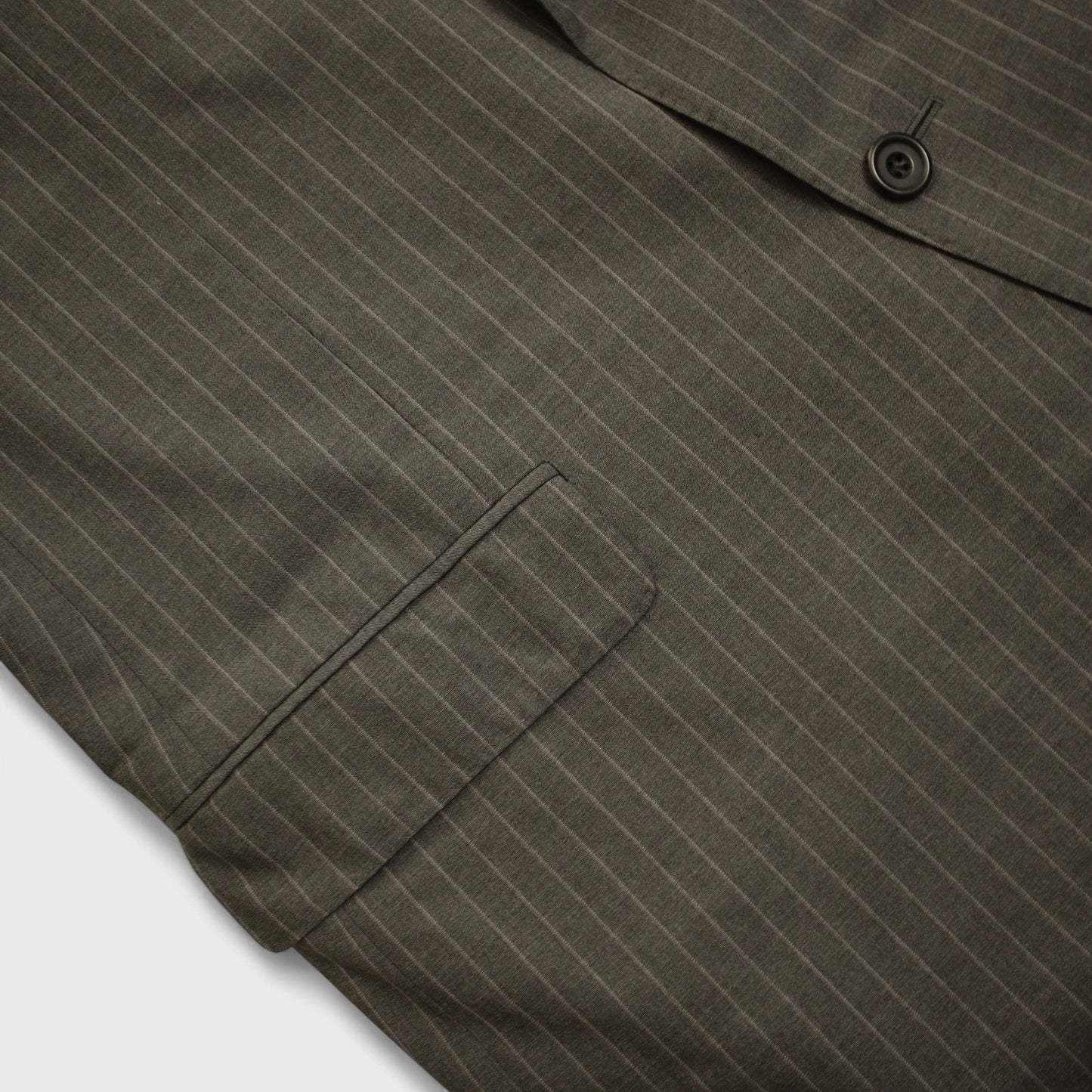 Samuelsohn Collection 2 Piece Suit 46R Gray Stripe Wool Dual Vent Surgeon Cuff