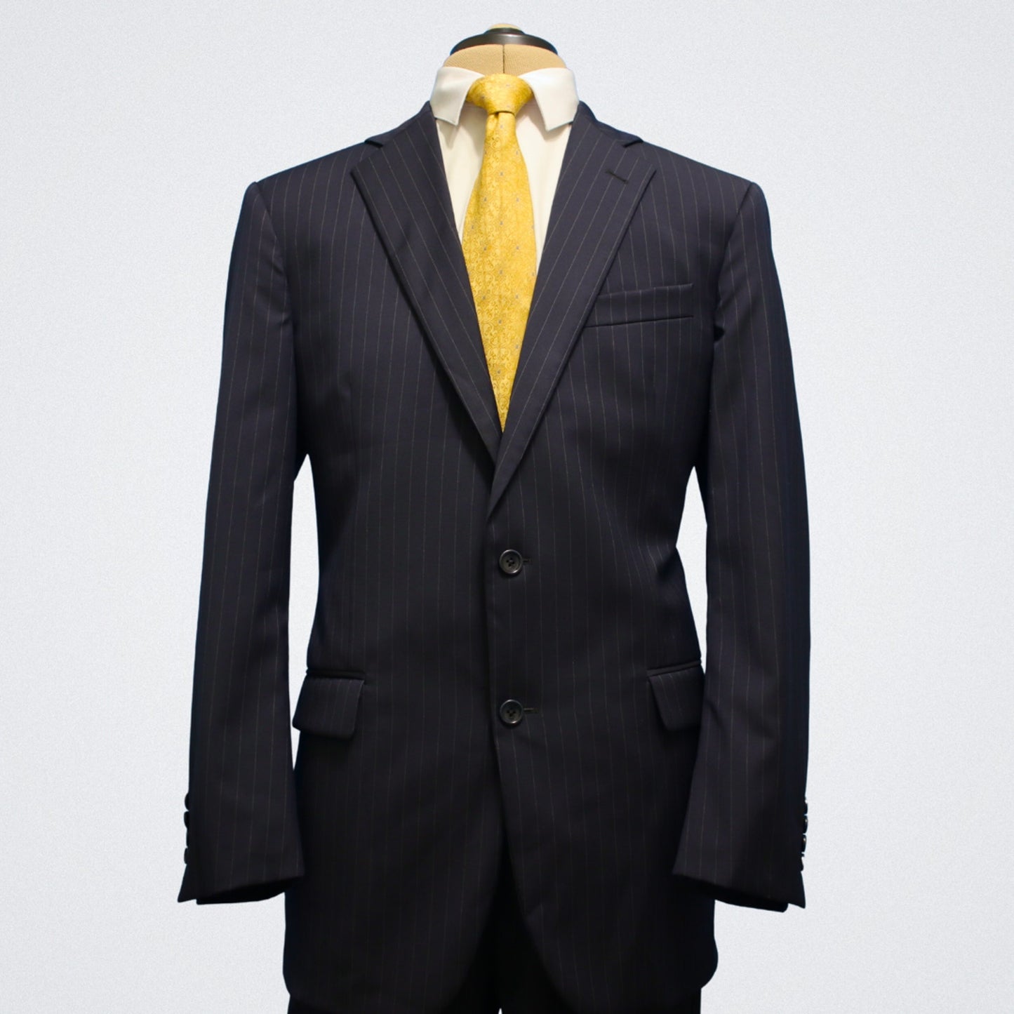 Brooks Brothers 1818 Madison X Estrato 2 Piece Suit 42L Navy Pinstripe Makers