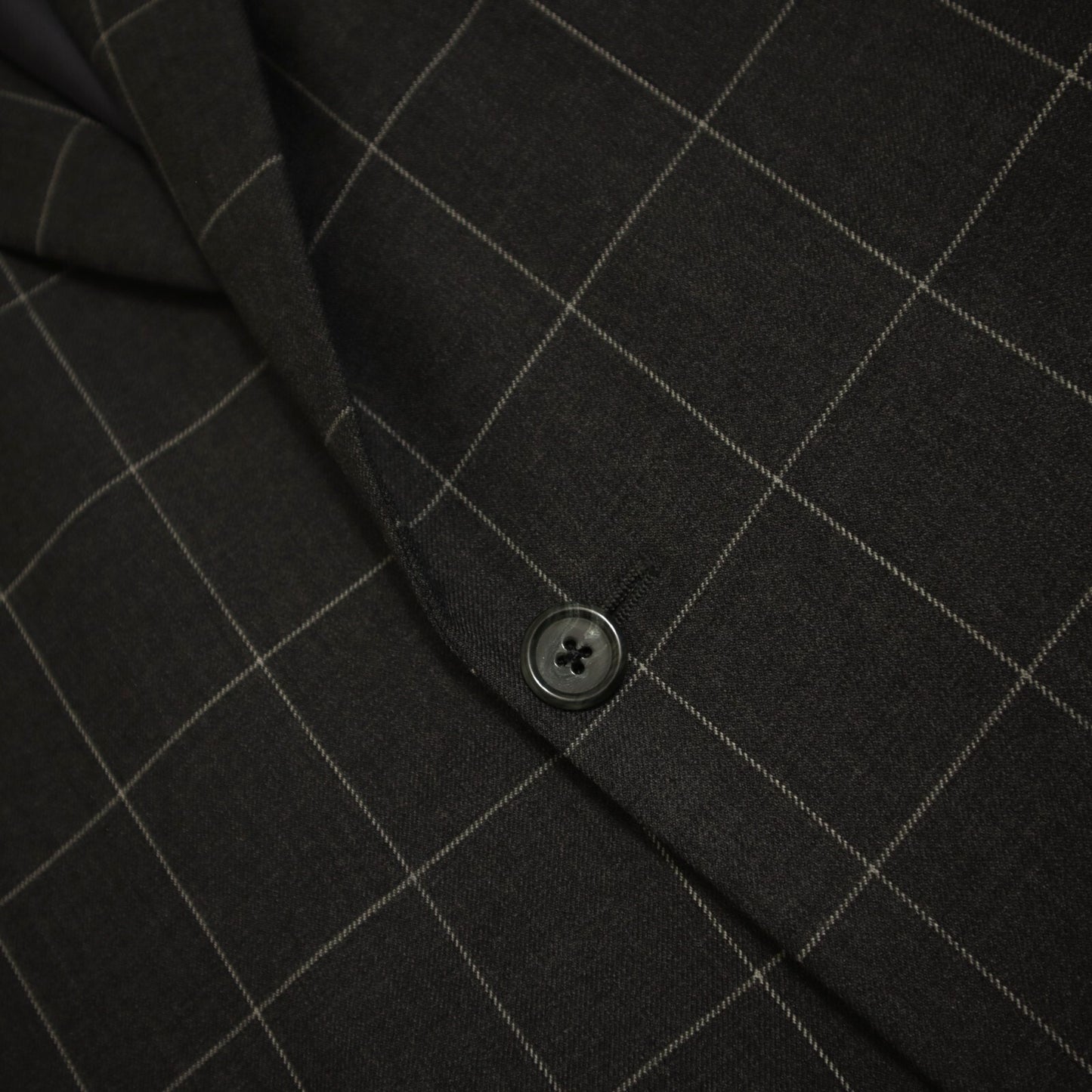 Bespoke Tom James X Holland Sherry 2 Piece Suit 40L Charcoal Windowpane Functional Cuffs Dual Vent