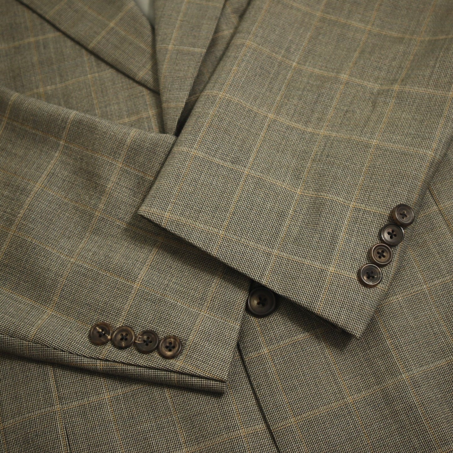 Tailored Samuelsohn 2 Piece Suit 42R Gray Windowpane Super 120s Wool Double Vent