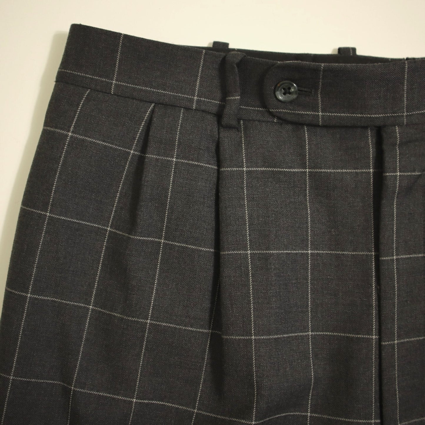 Bespoke Tom James X Holland Sherry 2 Piece Suit 40L Charcoal Windowpane Functional Cuffs Dual Vent