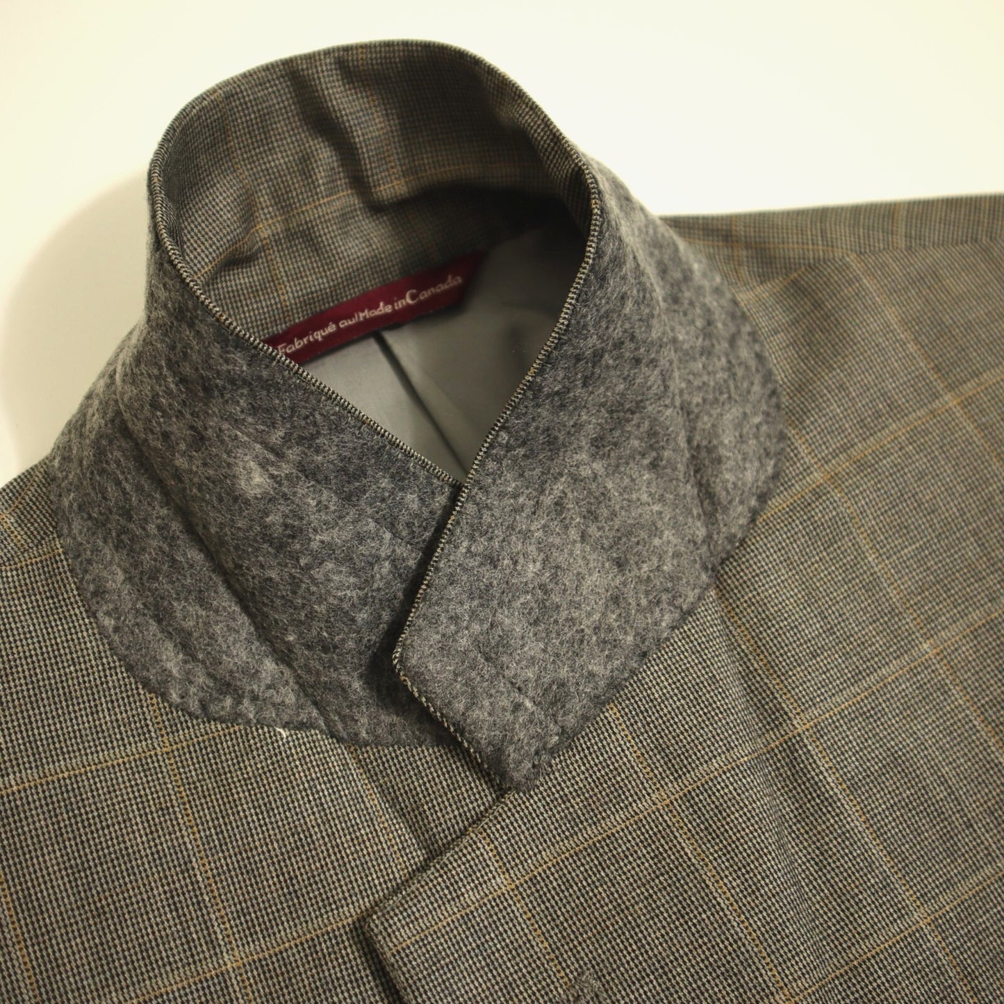 Tailored Samuelsohn 2 Piece Suit 42R Gray Windowpane Super 120s Wool Double Vent