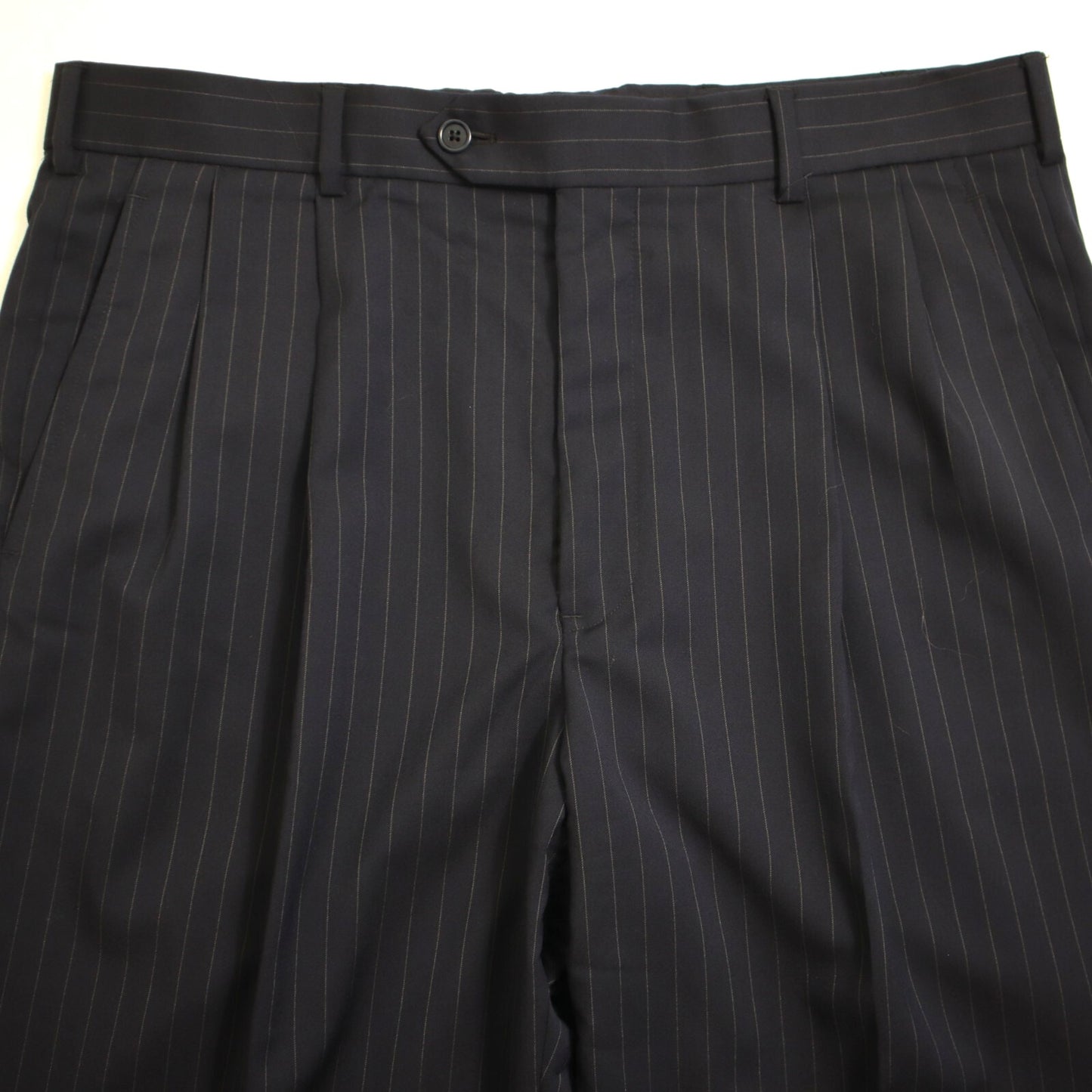 Brooks Brothers 1818 Madison X Estrato 2 Piece Suit 42L Navy Pinstripe Makers