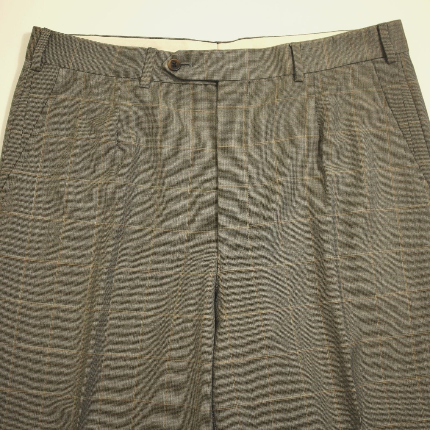 Tailored Samuelsohn 2 Piece Suit 42R Gray Windowpane Super 120s Wool Double Vent