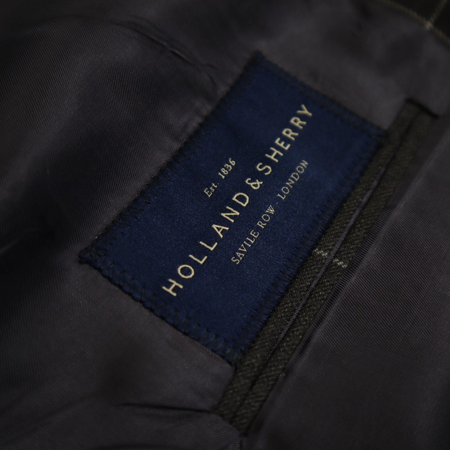 Bespoke Tom James X Holland Sherry 2 Piece Suit 40L Charcoal Windowpane Functional Cuffs Dual Vent