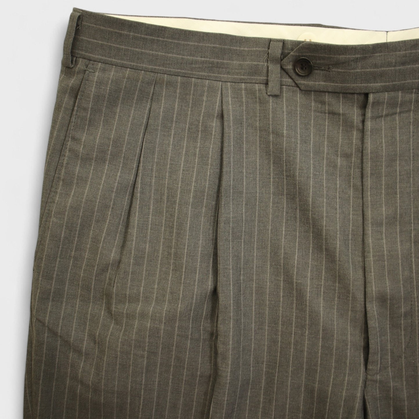Samuelsohn Collection 2 Piece Suit 46R Gray Stripe Wool Dual Vent Surgeon Cuff