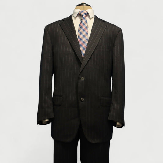 Samuelsohn Performance X Loro Piana 2 Piece Suit 46R Gray Pinstripe Super 120s