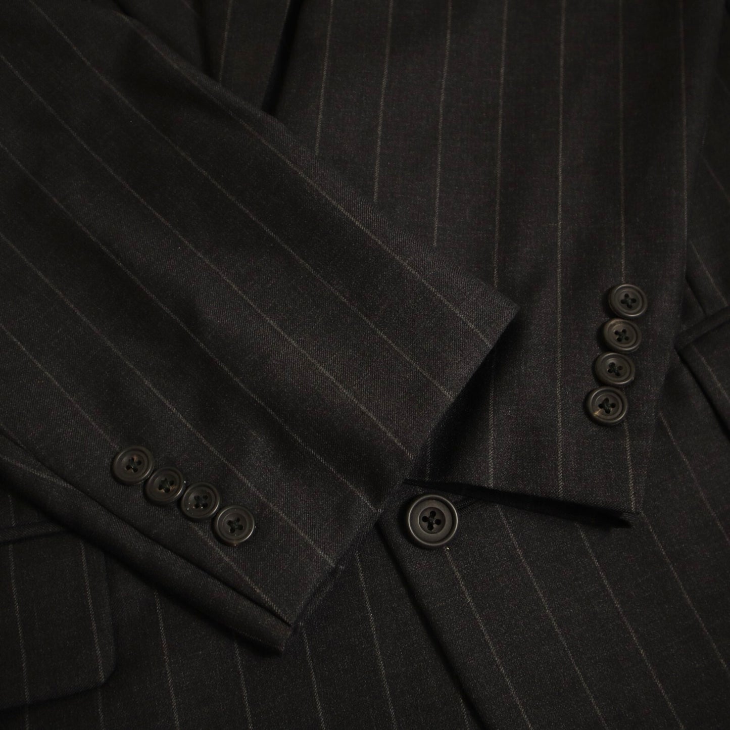 Samuelsohn 2 Piece Suit 41R Charcoal Gray Pin Super 110s Full Canvas Wool Italy