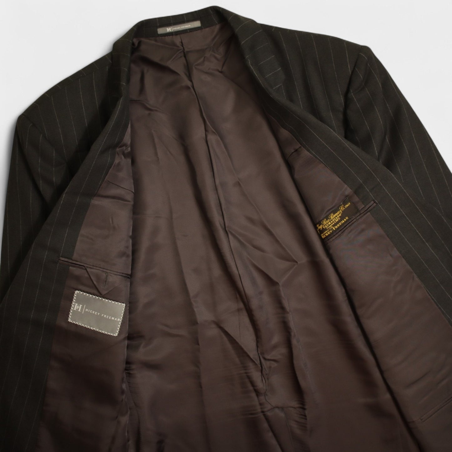 Hickey Freeman X Loro Piana 2 Piece Suit 46L Gray Pinstripe MADISON Super 130s Tasmania Wool