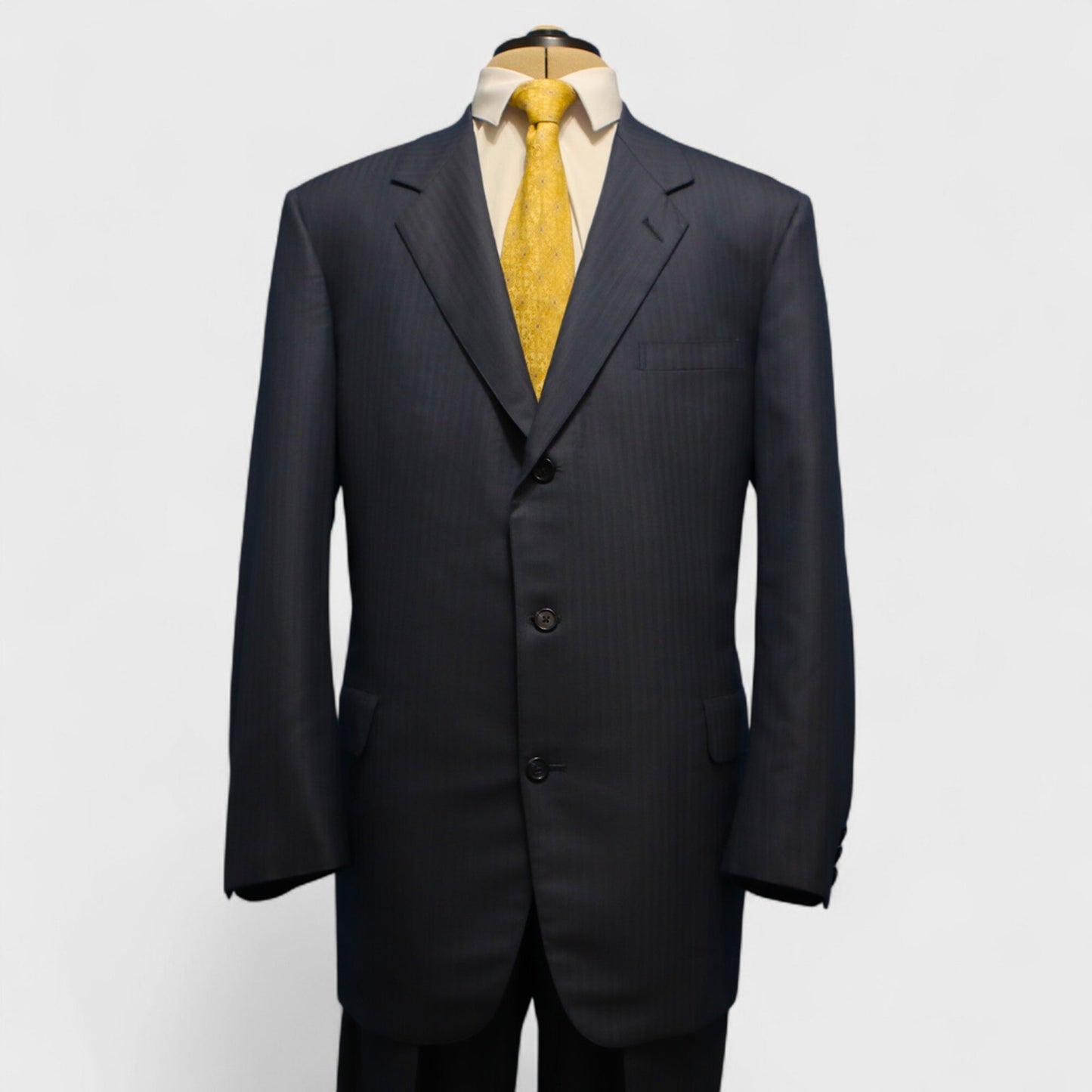 Brooks Brothers Makers Suit 43L Blue Tonal Wool  Pleated Front