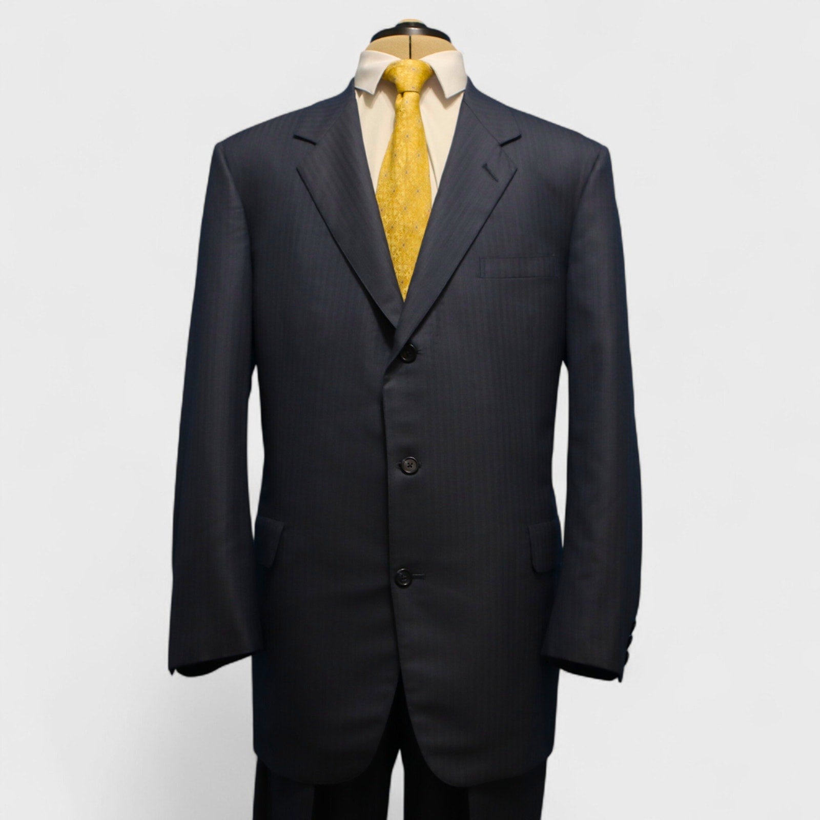 Brooks Brothers Makers Suit 43L Blue Tonal Wool  Pleated Front
