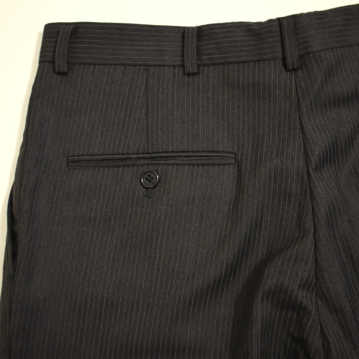 Hickey Freeman 2 Piece Suit 44L Black Loro Piana Tasmania Wool Super 120s Canterbury
