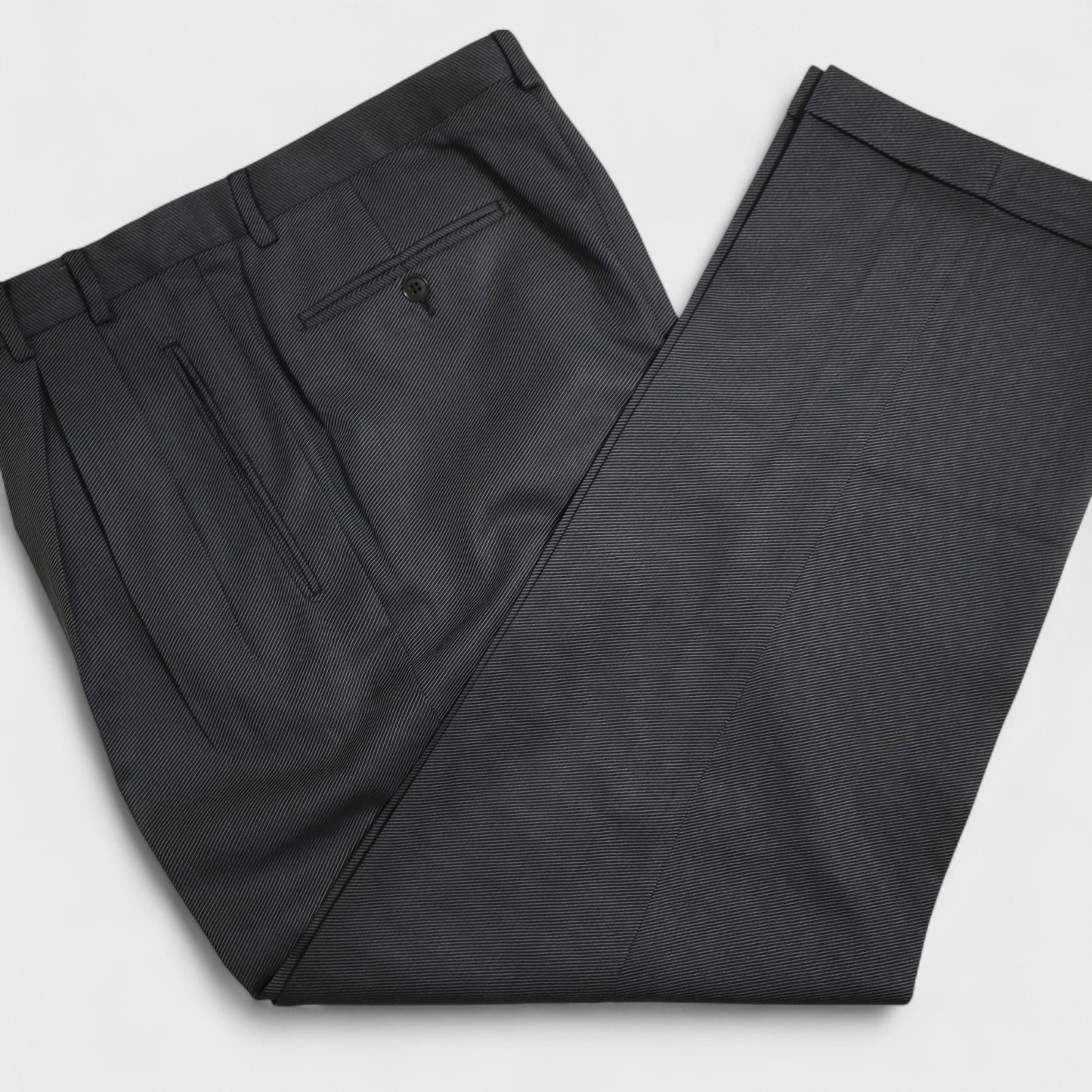 Pal Zileri X Cerruti 2 Piece Suit US 42R Blue Wool Silk Whipcord Pleat 3 Button Made in Italy