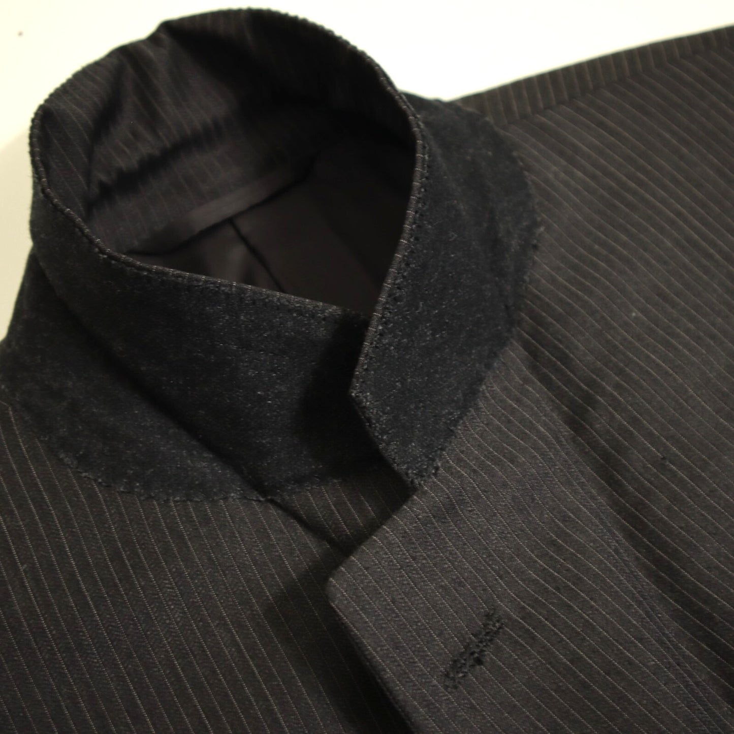 Hickey Freeman 2 Piece Suit 44L Black Loro Piana Tasmania Wool Super 120s Canterbury