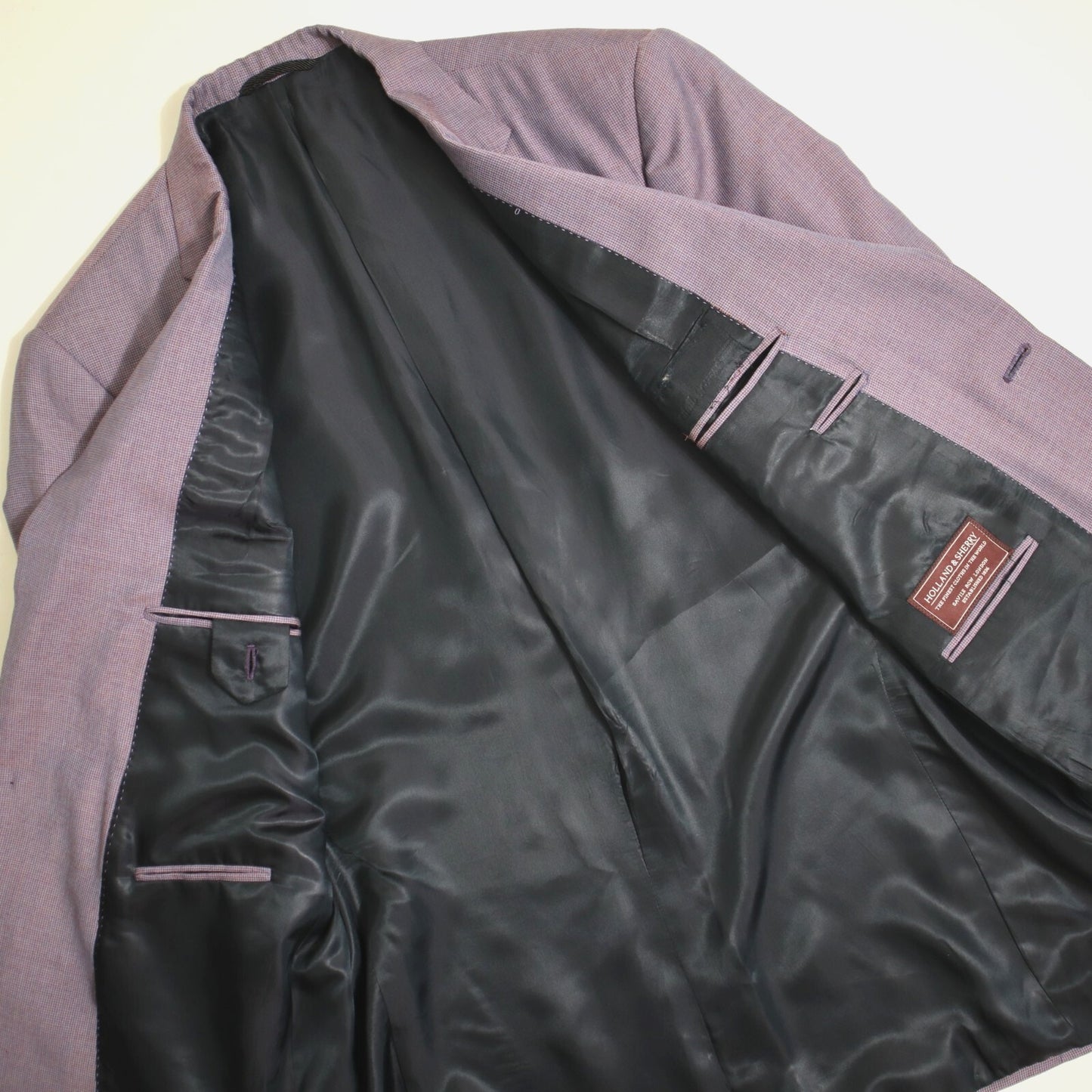 Bespoke Holland Sherry Sport Coat 44L Lavender Wool Functional Surgeon Cuff 2 ButtonBlazer