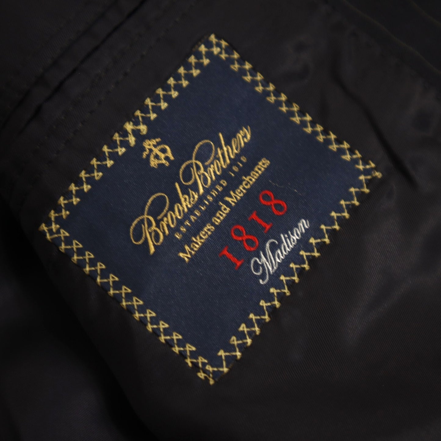 Brooks Brothers 1818 Madison X Estrato 2 Piece Suit 42L Navy Pinstripe Makers