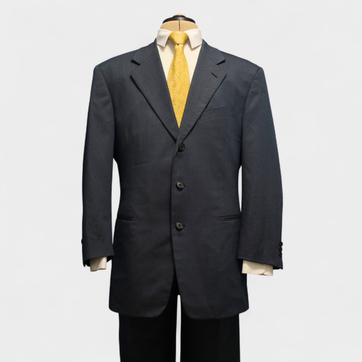 Pal Zileri 2 Piece Suit US 42R Blue Wool Silk Whipcord Front