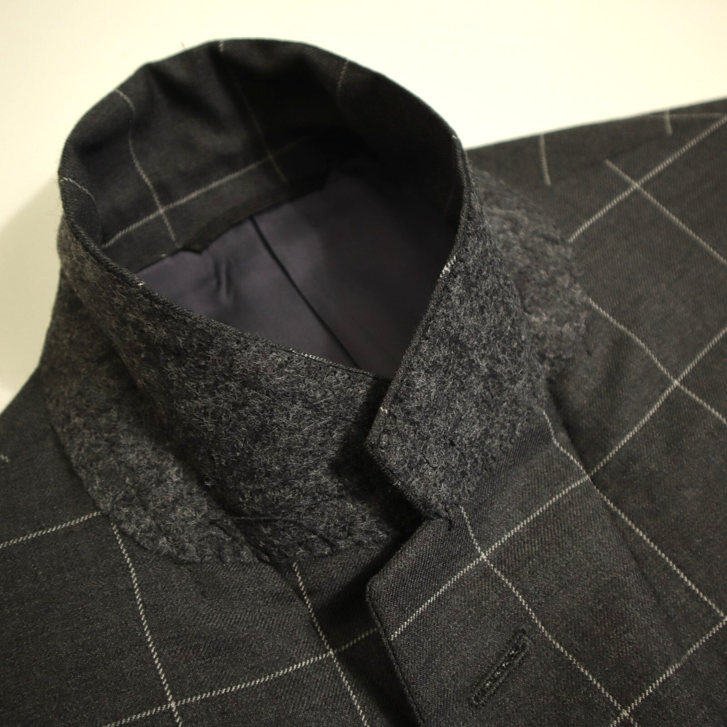 Bespoke Tom James X Holland Sherry 2 Piece Suit 40L Charcoal Windowpane Functional Cuffs Dual Vent
