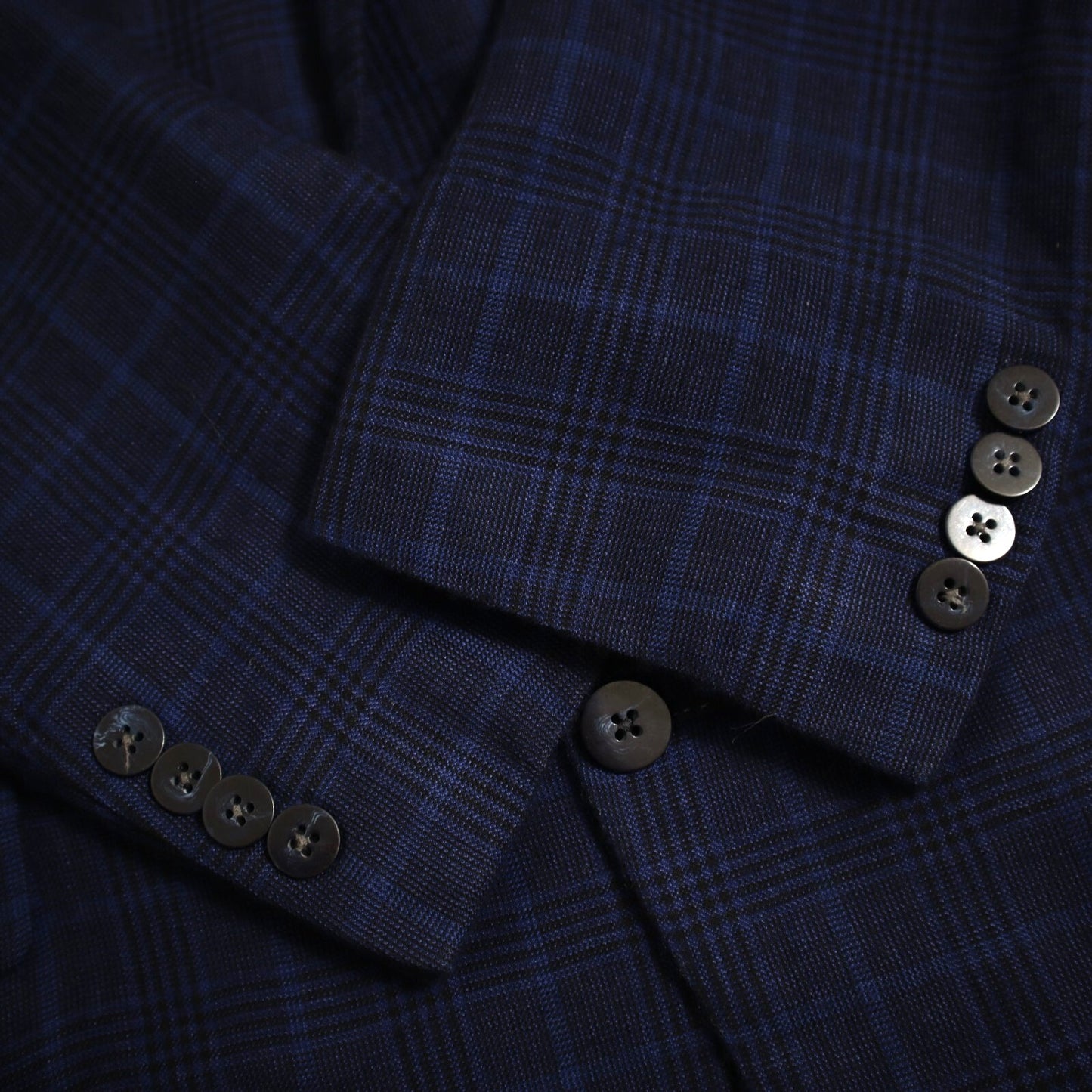 Paul Stuart Sport Coat 45L Royal Blue Plaid Linen Blend Blazer Italy
