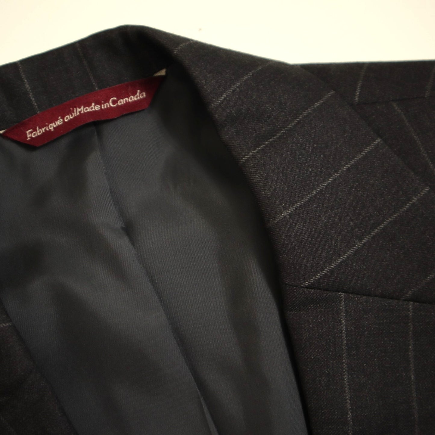 Samuelsohn 2 Piece Suit 41R Charcoal Gray Pin Super 110s Full Canvas Wool Italy