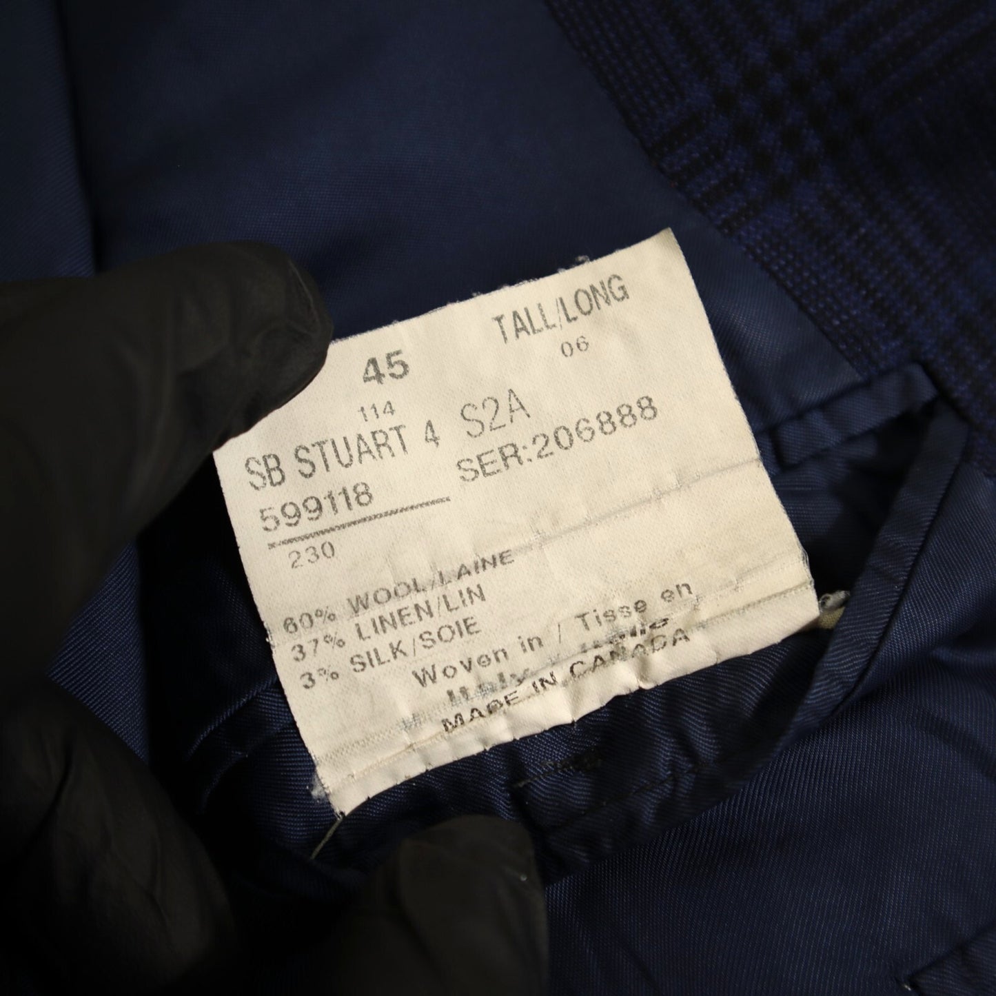 Paul Stuart Sport Coat 45L Royal Blue Plaid Linen Blend Blazer Italy