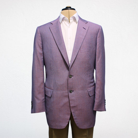 Bespoke Holland Sherry Sport Coat 44L Lavender Wool Functional Surgeon Cuff 2 Button Blazer Front
