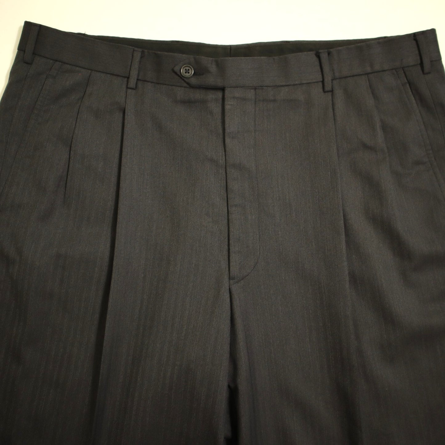 Brooks Brothers Golden Fleece 2 Piece Suit 44L Gray Tonal "Hand Tailored" Pleated Pants