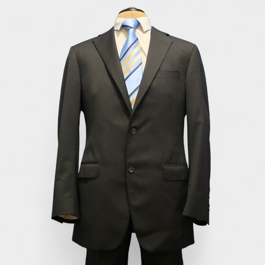 Samuelsohn Performance 2 Piece Suit 41L Gray Sharkskin Super 120s Loro Piana Daul Vent 2 Button