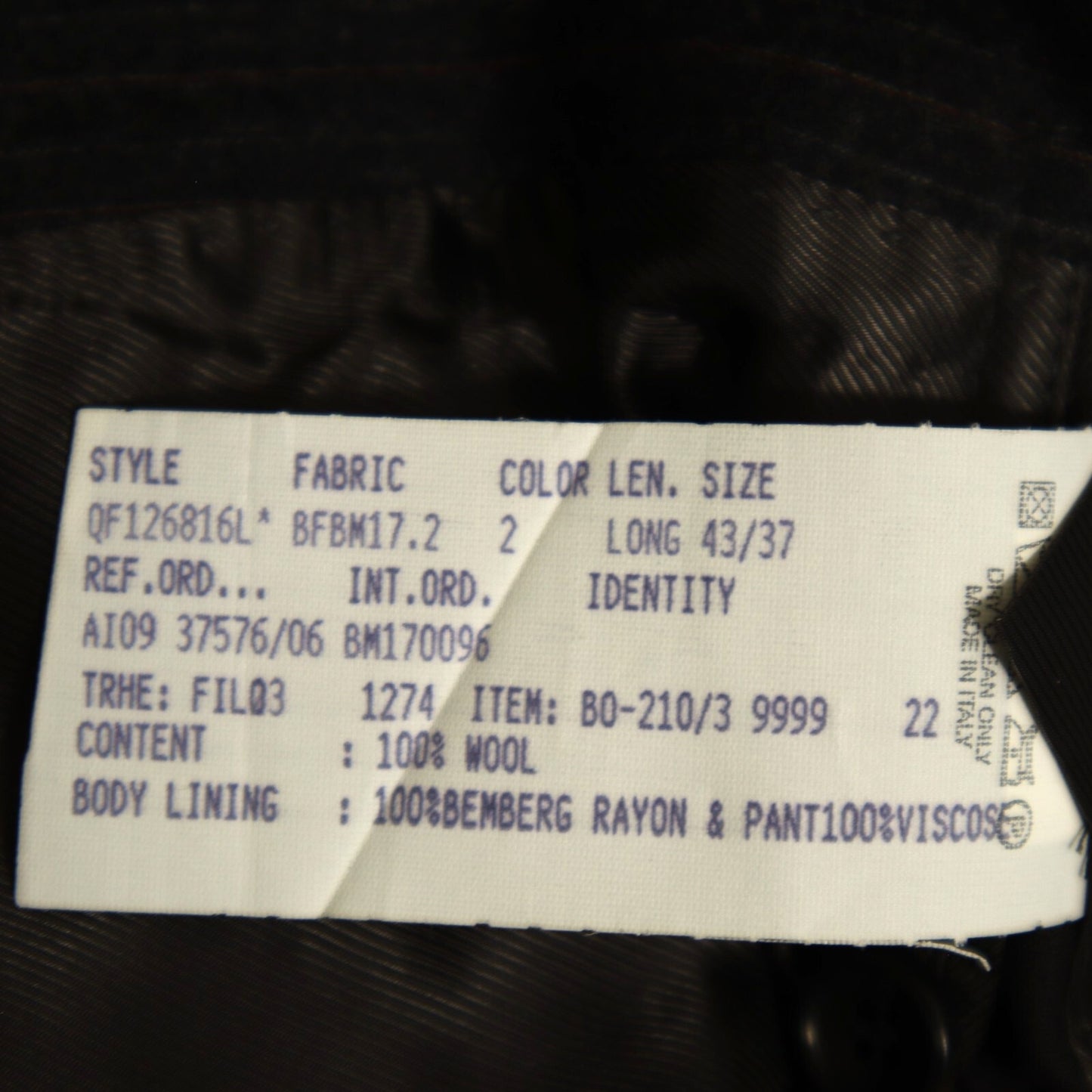 Brooks Brothers 1818 Fitzgerald 2 Piece Suit 43L Charcoal Flannel Wool Italy VBC