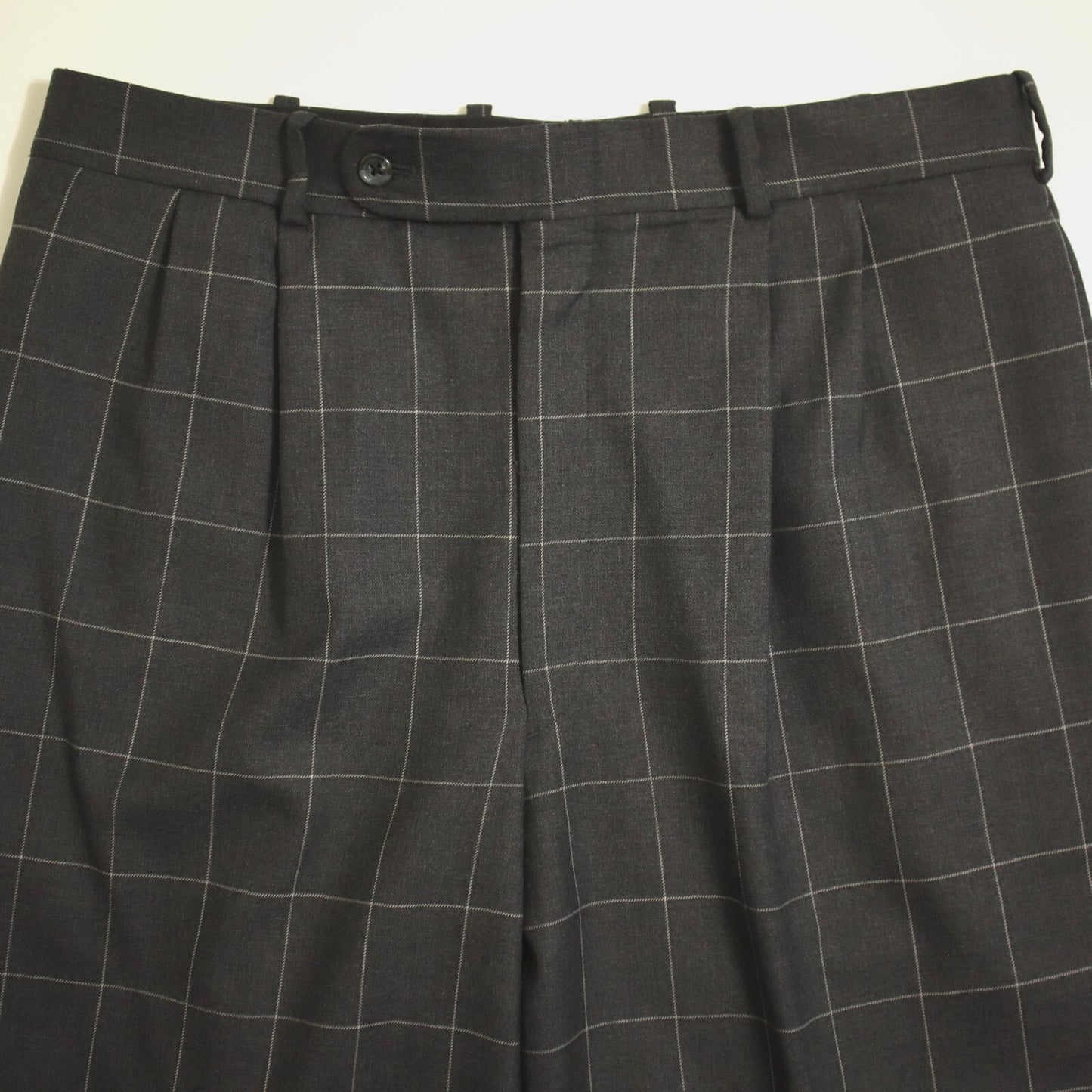 Bespoke Tom James X Holland Sherry 2 Piece Suit 40L Charcoal Windowpane Functional Cuffs Dual Vent