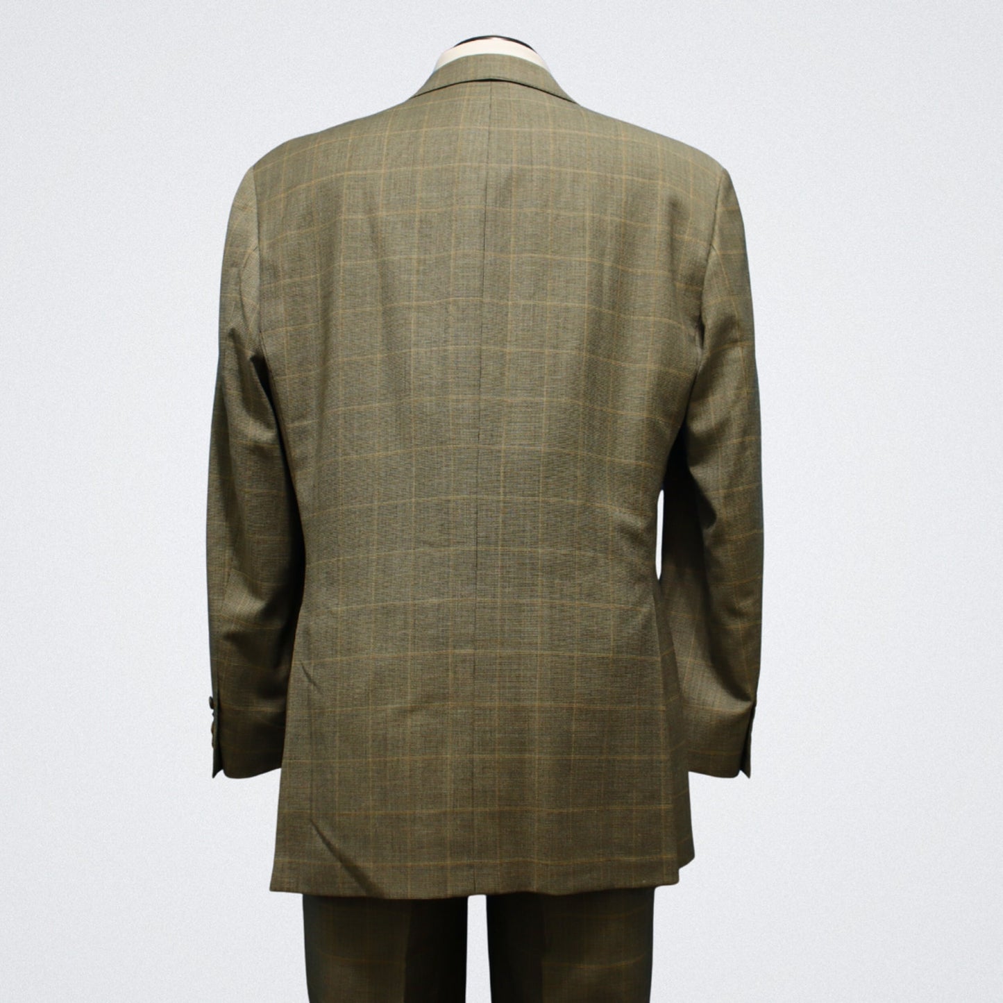 Tailored Samuelsohn Suit 42R Gray Windowpane Super 120s Wool Double Vent Back