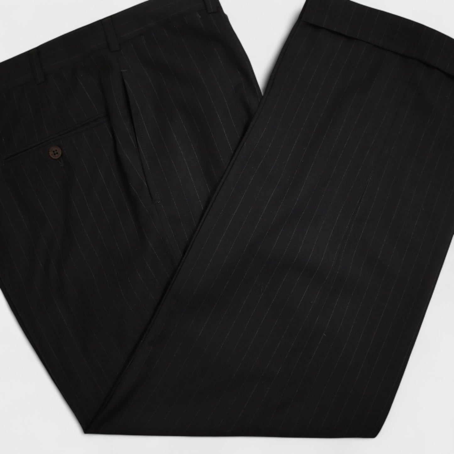 Brooks Brothers Makers 2 Piece Suit 41R Hand Tailored Charcoal Pinstripe Wool