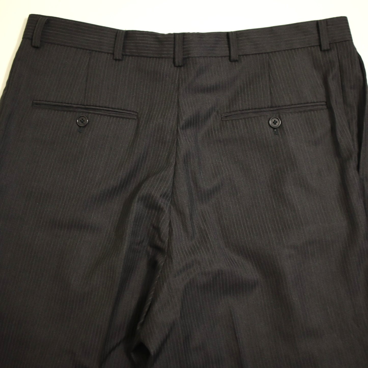 Hickey Freeman 2 Piece Suit 44L Black Loro Piana Tasmania Wool Super 120s Canterbury