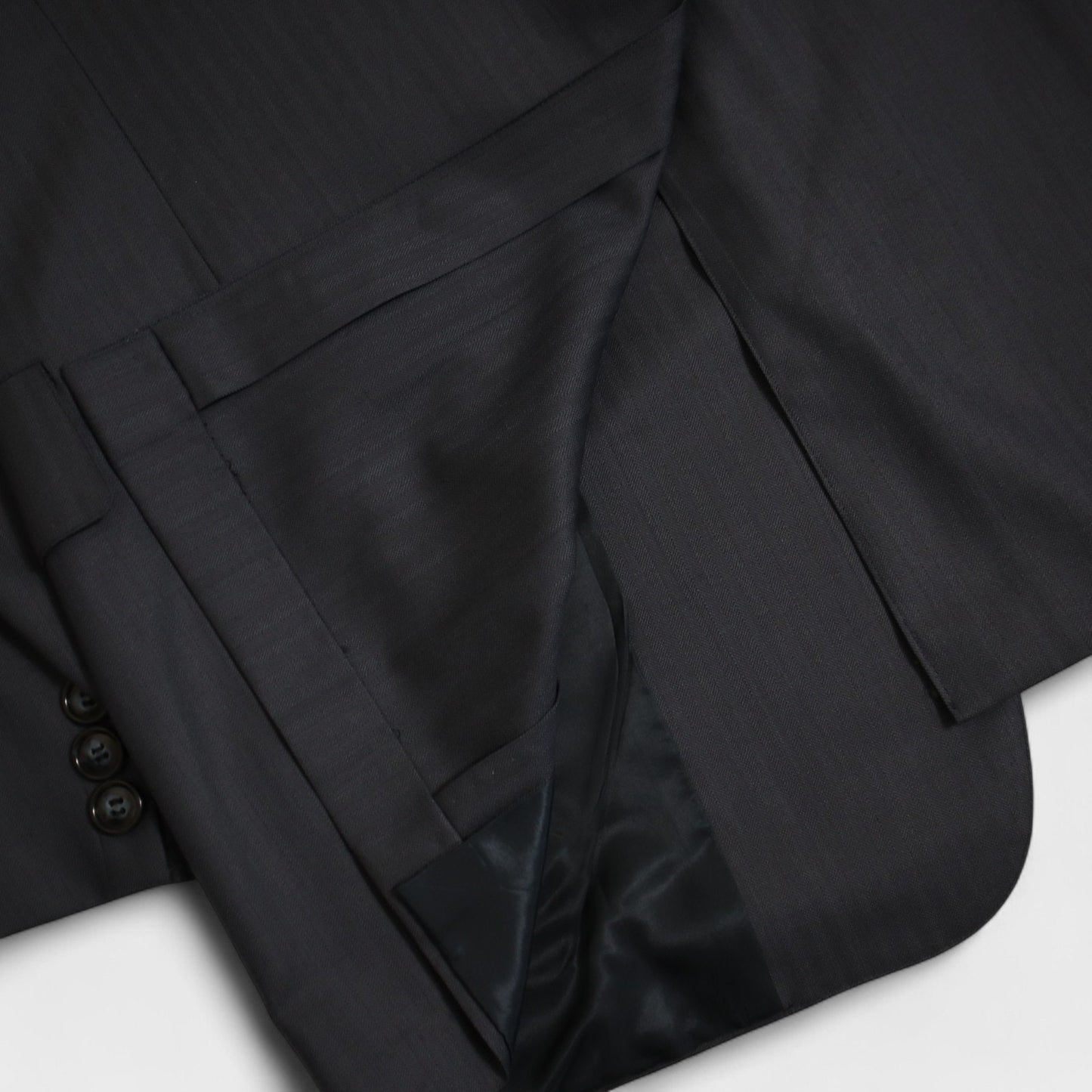 Brooks Brothers 2 Piece Suit 43L Blue Tonal Wool "MAKERS" Pleated 3 Button