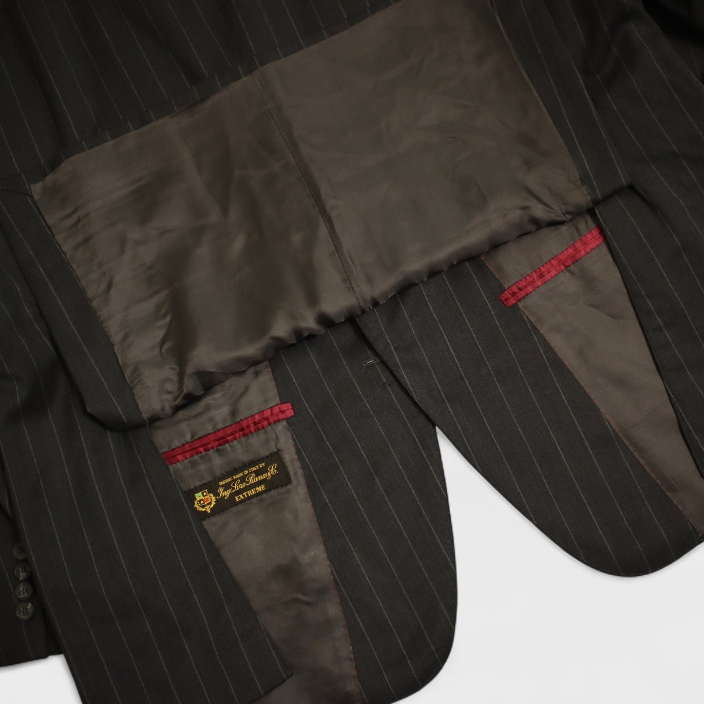 Samuelsohn Performance X Loro Piana 2 Piece Suit 46R Gray Pinstripe Super 120s