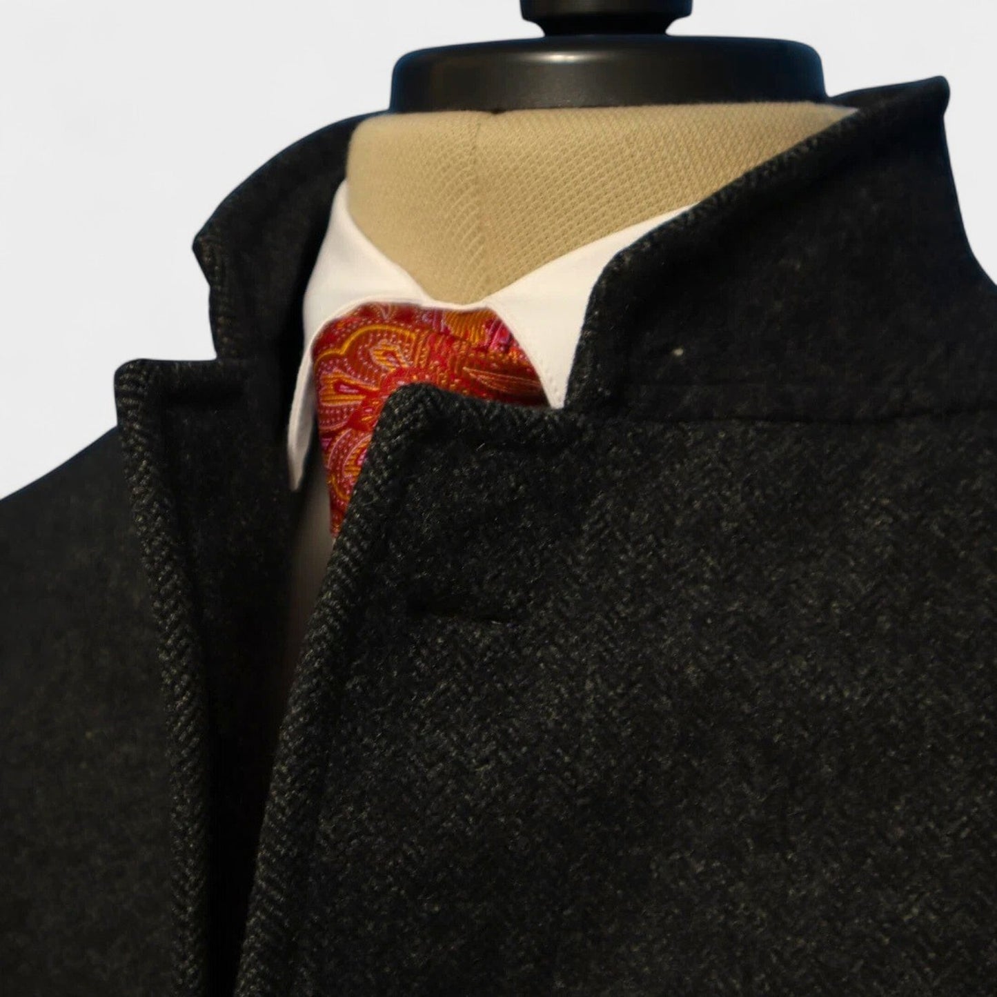 Vintage Brooks Brothers Makers Overcoat 44 XL Gray Heavy Tweed Herringbone USA