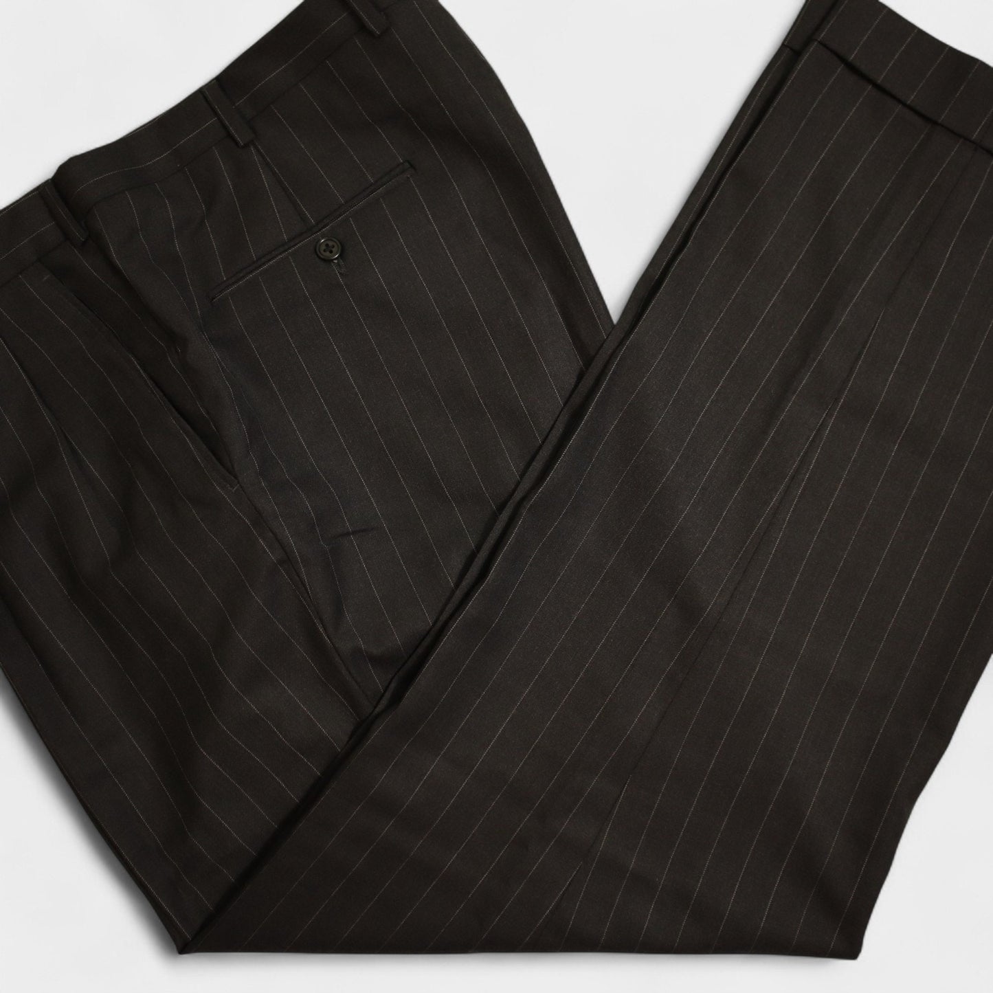 Hickey Freeman X Loro Piana 2 Piece Suit 46L Gray Pinstripe MADISON Super 130s Tasmania Wool