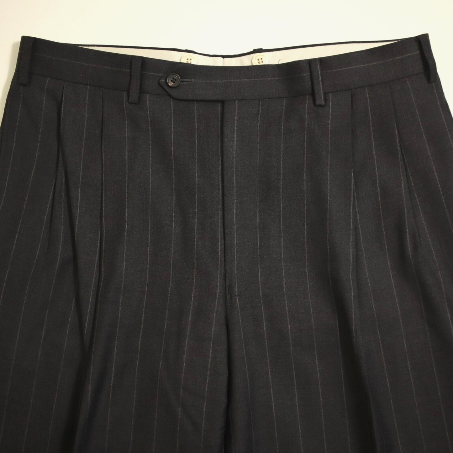 Samuelsohn 2 Piece Suit 41R Charcoal Gray Pin Super 110s Full Canvas Wool Italy