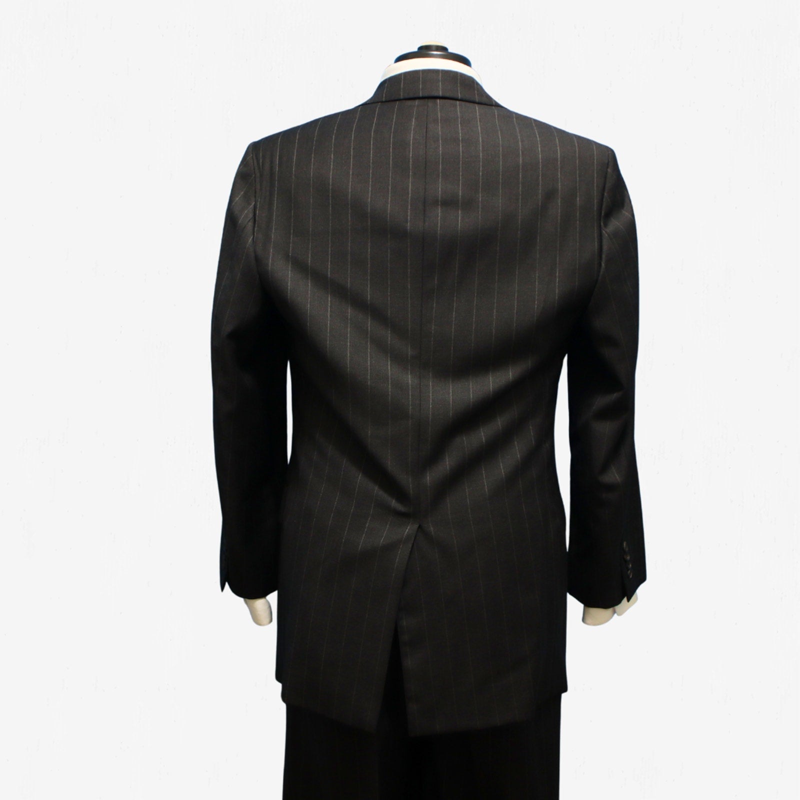 Samuelsohn 2 Piece Suit 41R Charcoal Gray Pin Super 110s Full Canvas Wool Italy Back