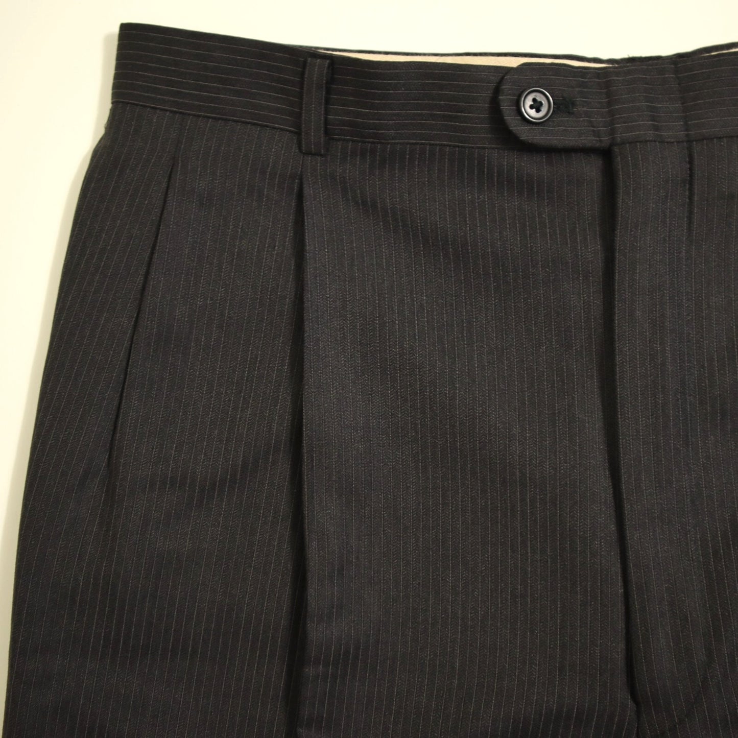 Hickey Freeman 2 Piece Suit 44L Black Loro Piana Tasmania Wool Super 120s Canterbury