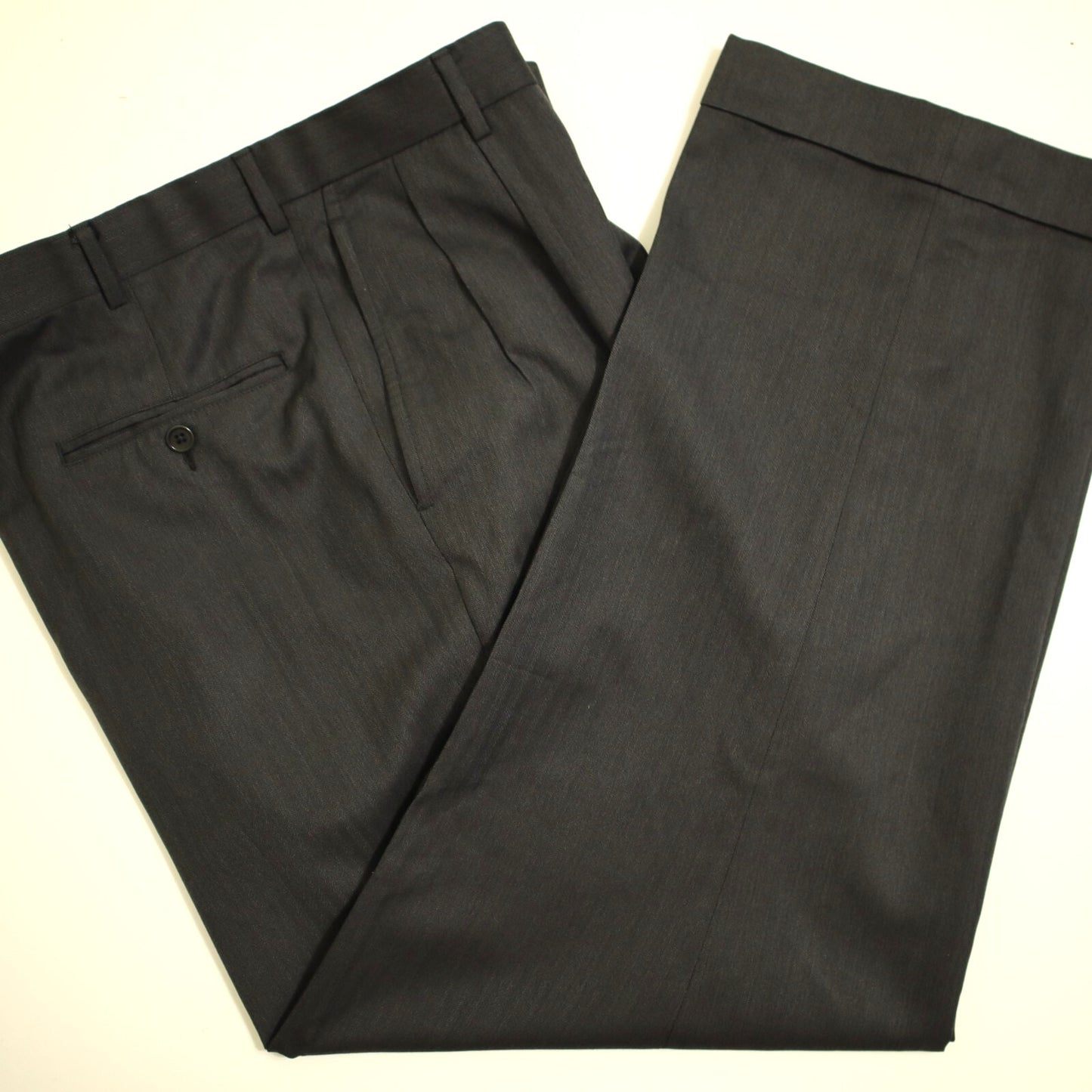 Brooks Brothers Golden Fleece 2 Piece Suit 44L Gray Tonal "Hand Tailored" Pleated Pants