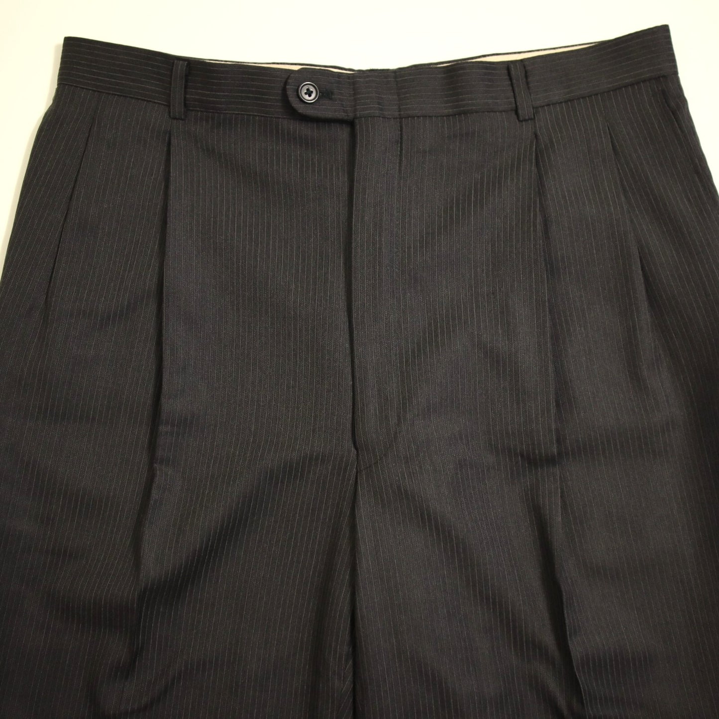Hickey Freeman 2 Piece Suit 44L Black Loro Piana Tasmania Wool Super 120s Canterbury
