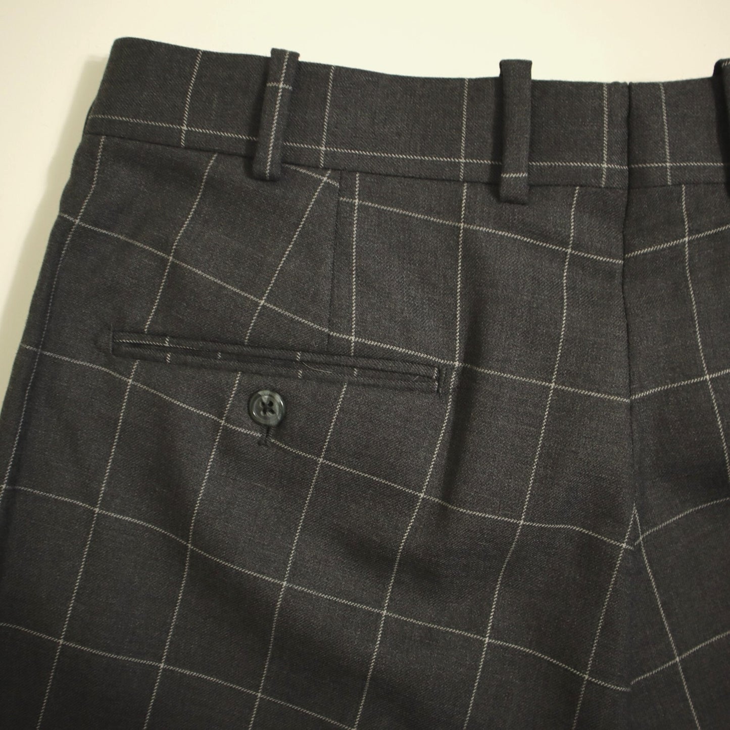 Bespoke Tom James X Holland Sherry 2 Piece Suit 40L Charcoal Windowpane Functional Cuffs Dual Vent