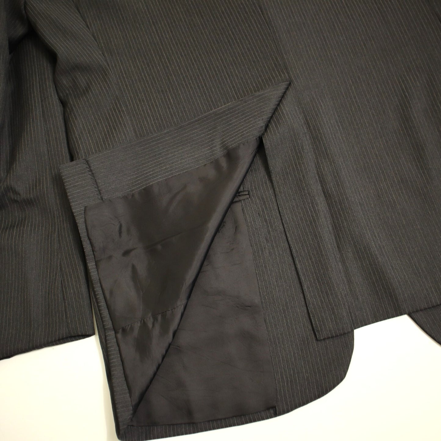 Hickey Freeman 2 Piece Suit 44L Black Loro Piana Tasmania Wool Super 120s Canterbury