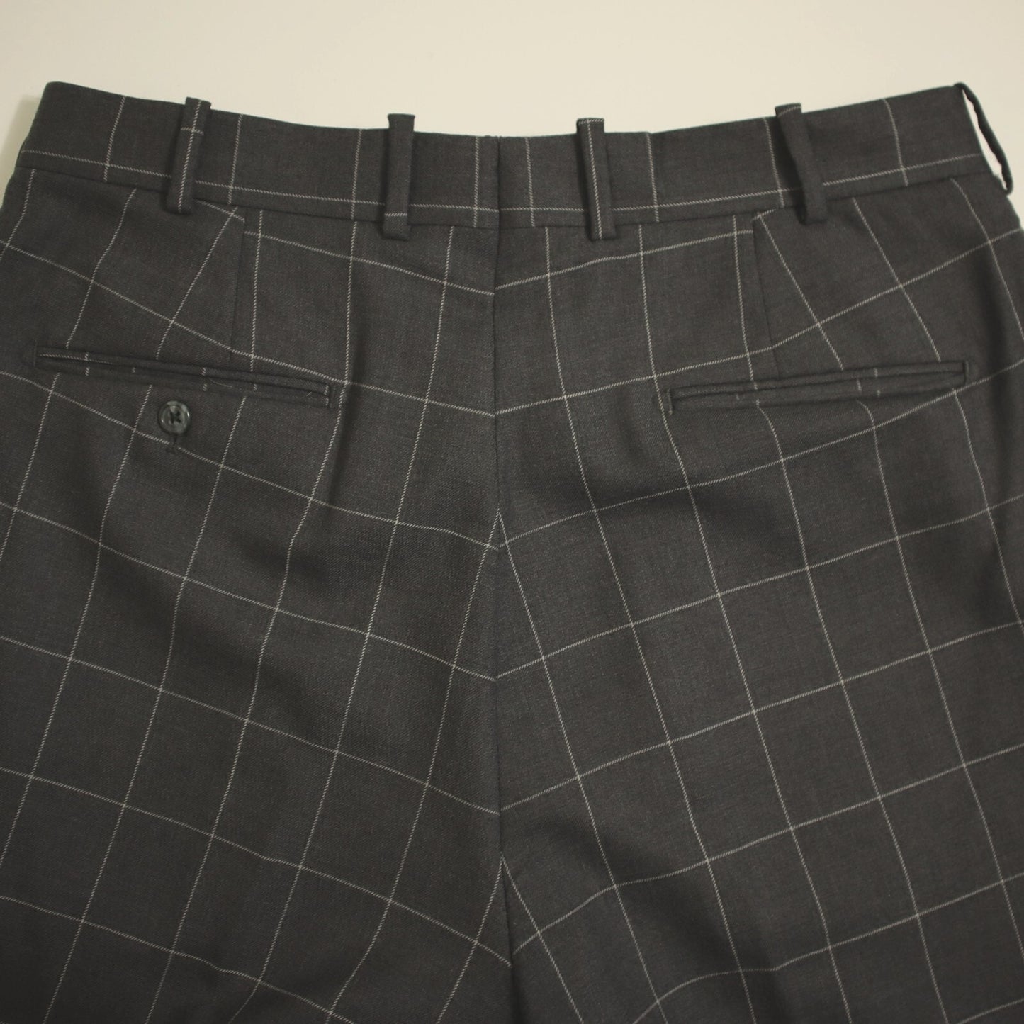 Bespoke Tom James X Holland Sherry 2 Piece Suit 40L Charcoal Windowpane Functional Cuffs Dual Vent
